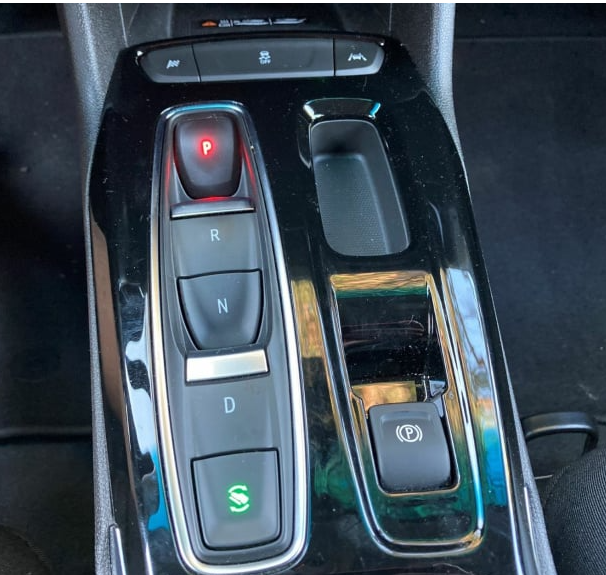 A photo of the center console of the 2023 Chevy Bolt, showing the gear shifter